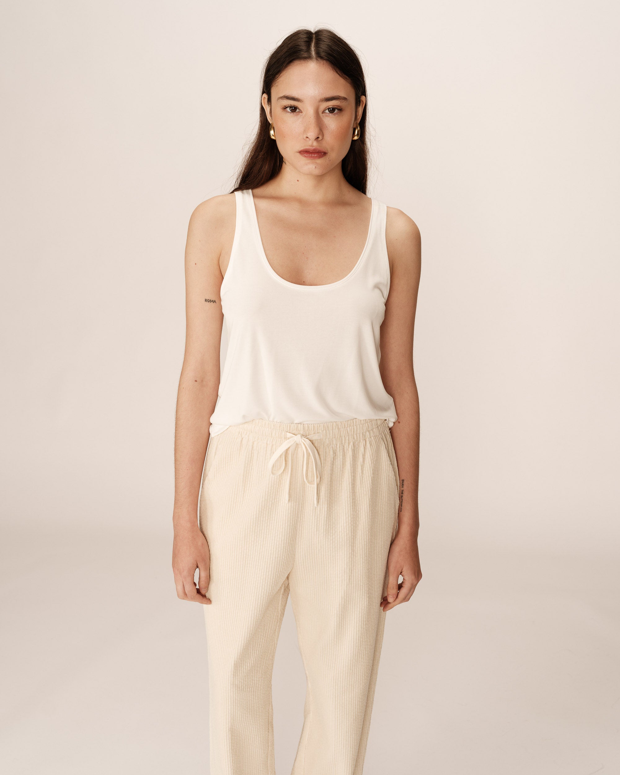 Velvet trousers ecru Paul_13022