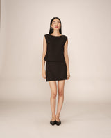 Top court avec fronces noir Paume