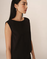 Top court avec fronces noir Paume