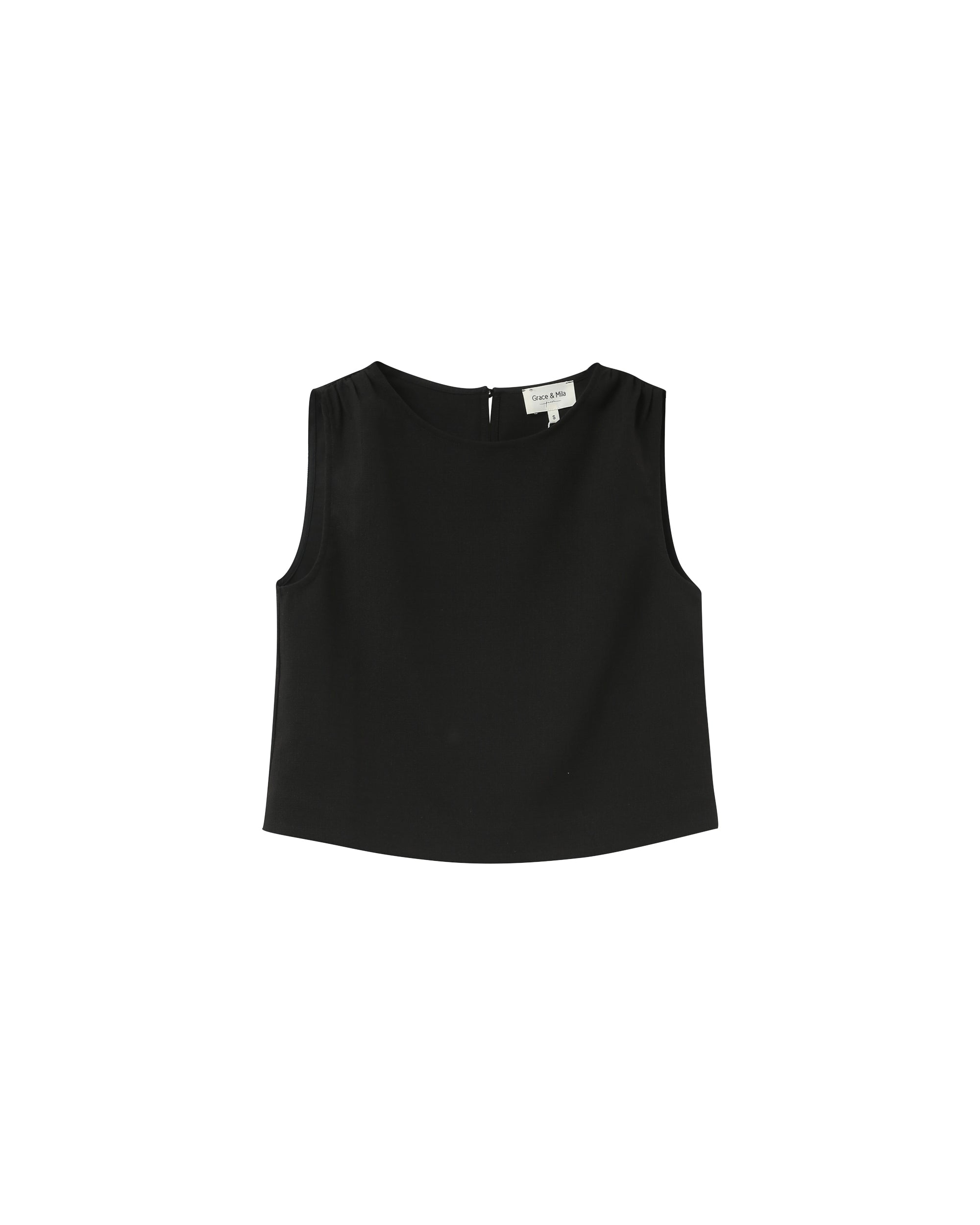 Top court avec fronces noir Paume