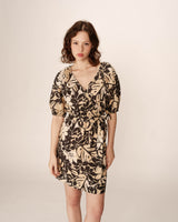 Robe courte imprimée beige Pavane