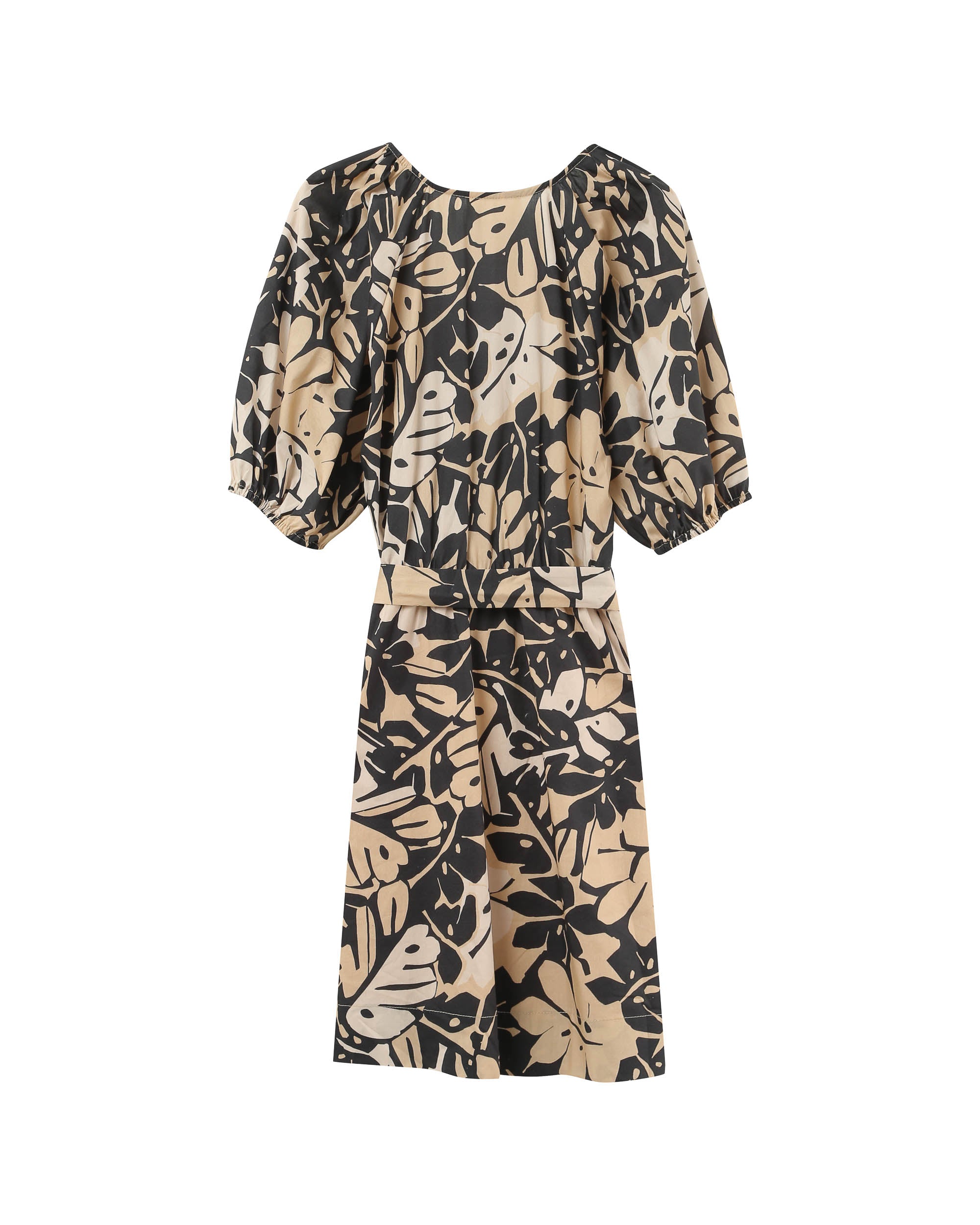 Robe courte imprimée beige Pavane