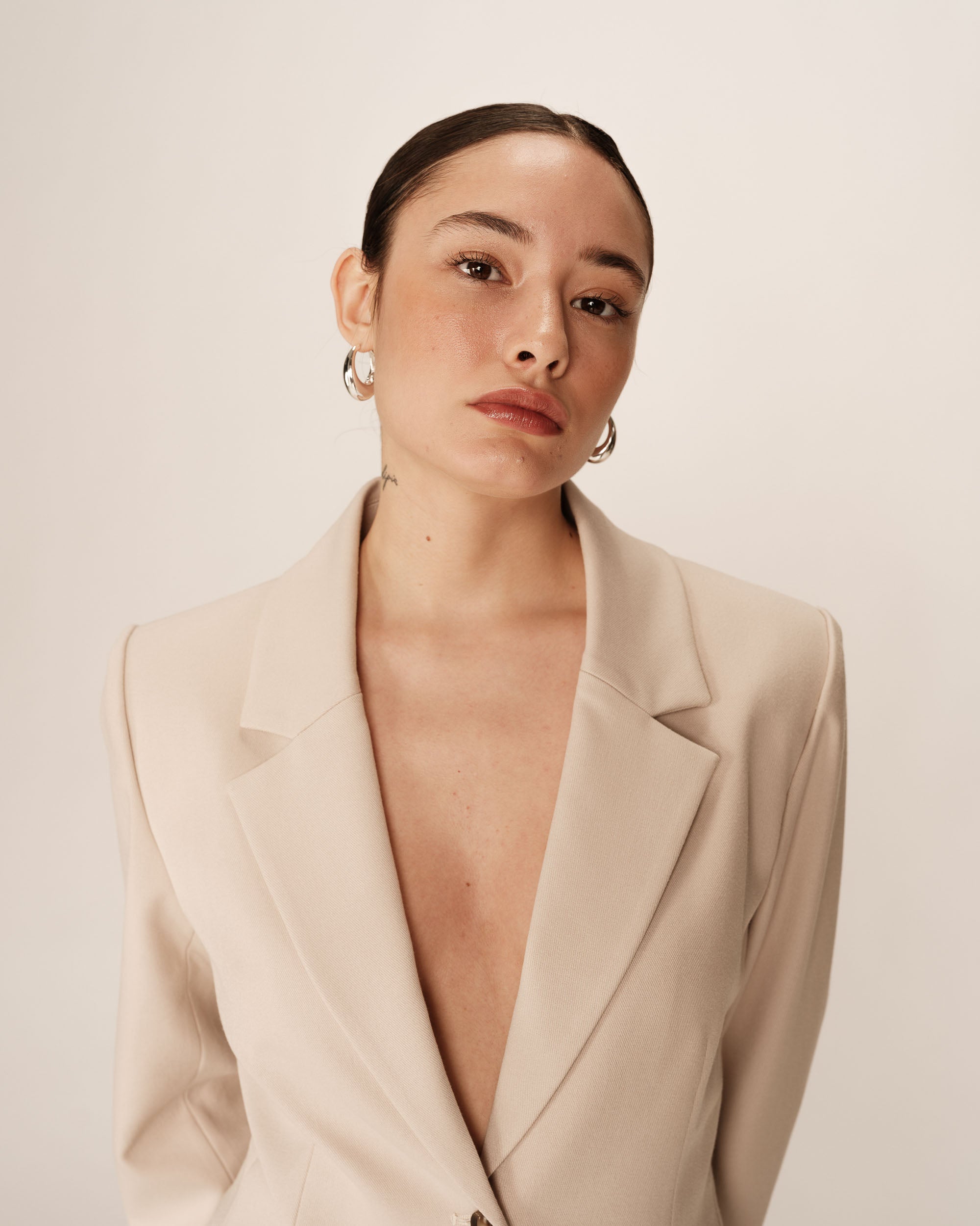 Tailored blazer with lapels beige Pava