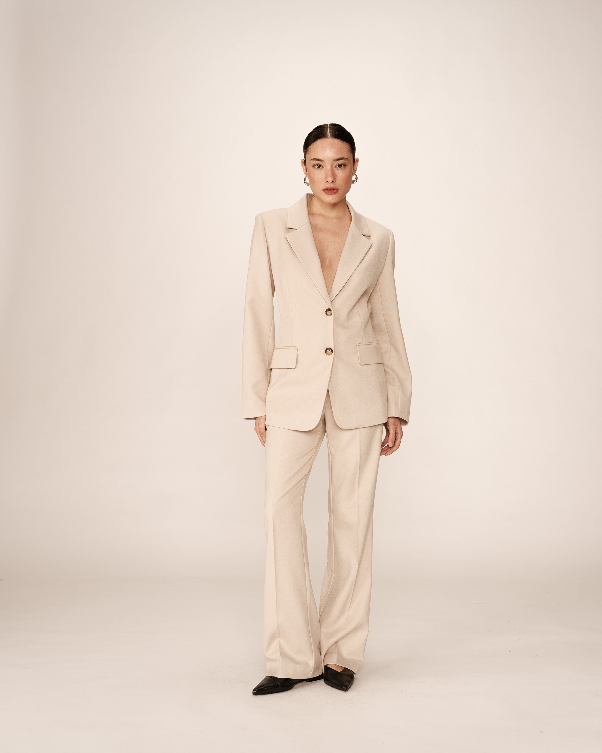 Tailored blazer with lapels beige Pava