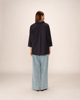 Blouse large en coton marine Pavel