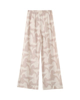 Pantalon fluide a motifs beige Pavot