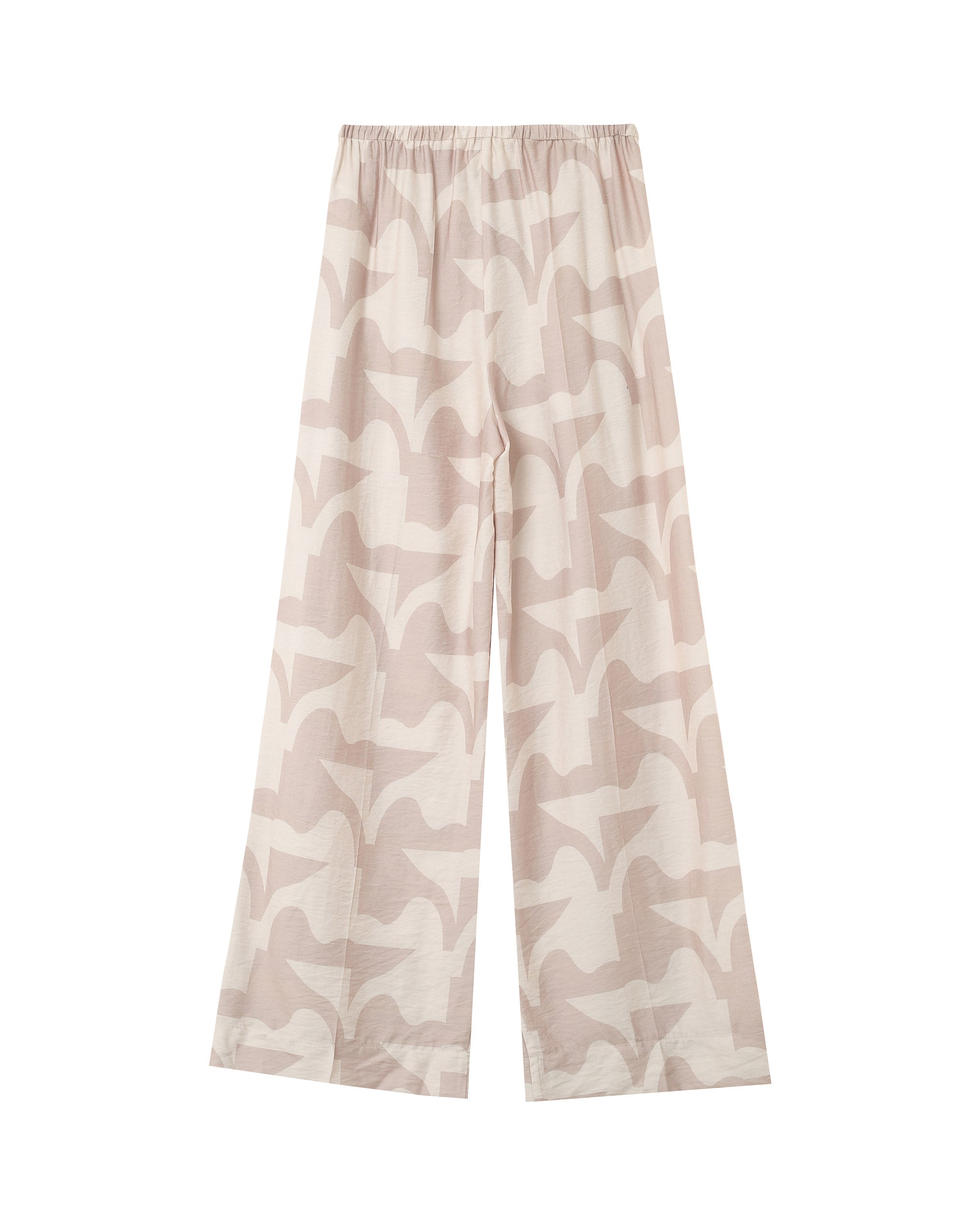Pantalon fluide a motifs beige Pavot