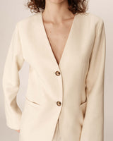 Collarless tailored blazer ecru Payton