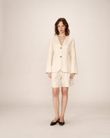 Collarless tailored blazer ecru Payton