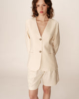 Collarless tailored blazer ecru Payton