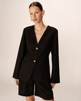 Collarless tailored blazer black Payton