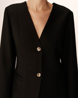 Collarless tailored blazer black Payton