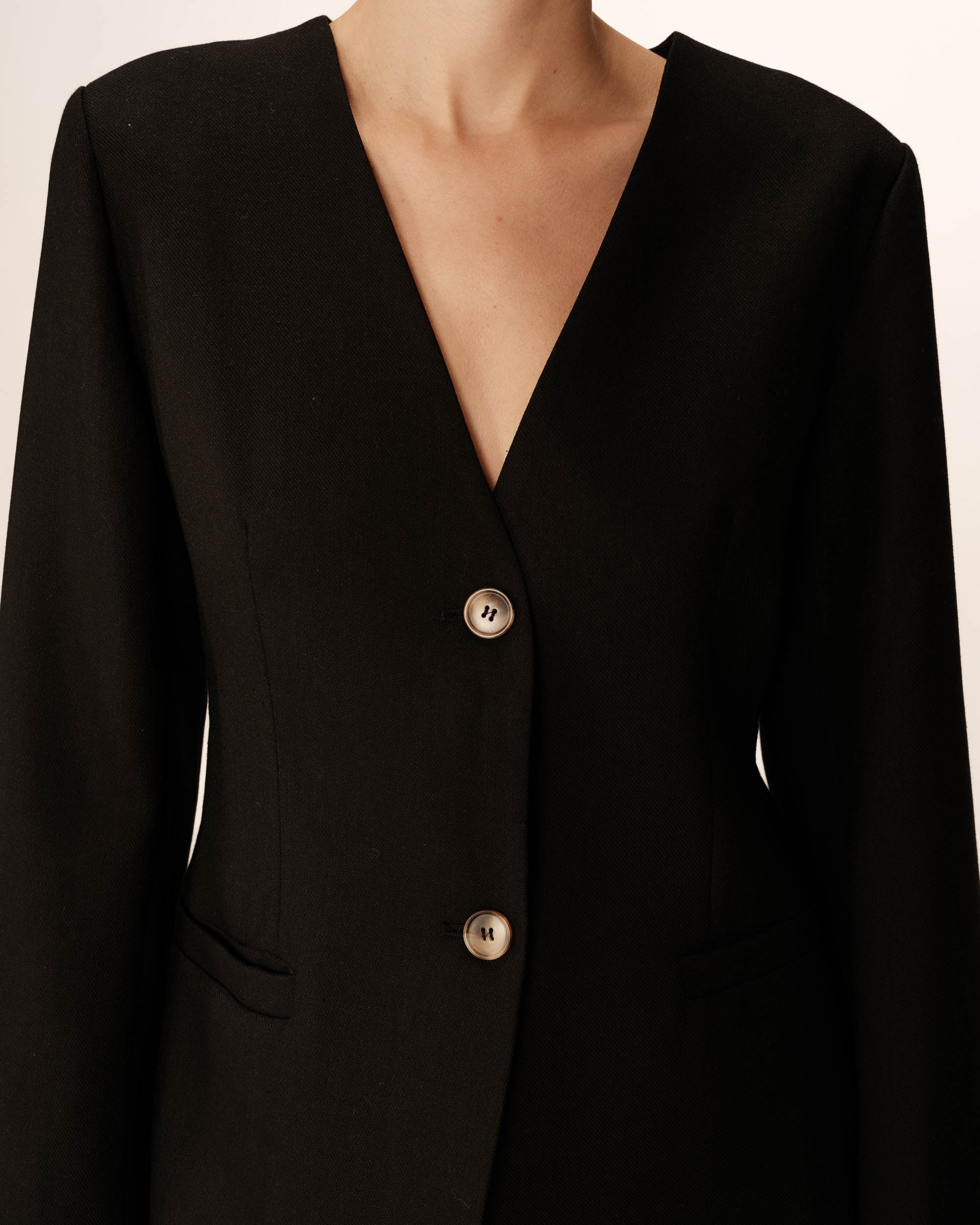 Collarless tailored blazer black Payton