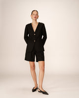 Collarless tailored blazer black Payton