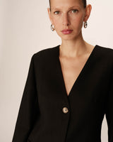Collarless tailored blazer black Payton