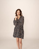 Robe courte imprimée marine Pazur