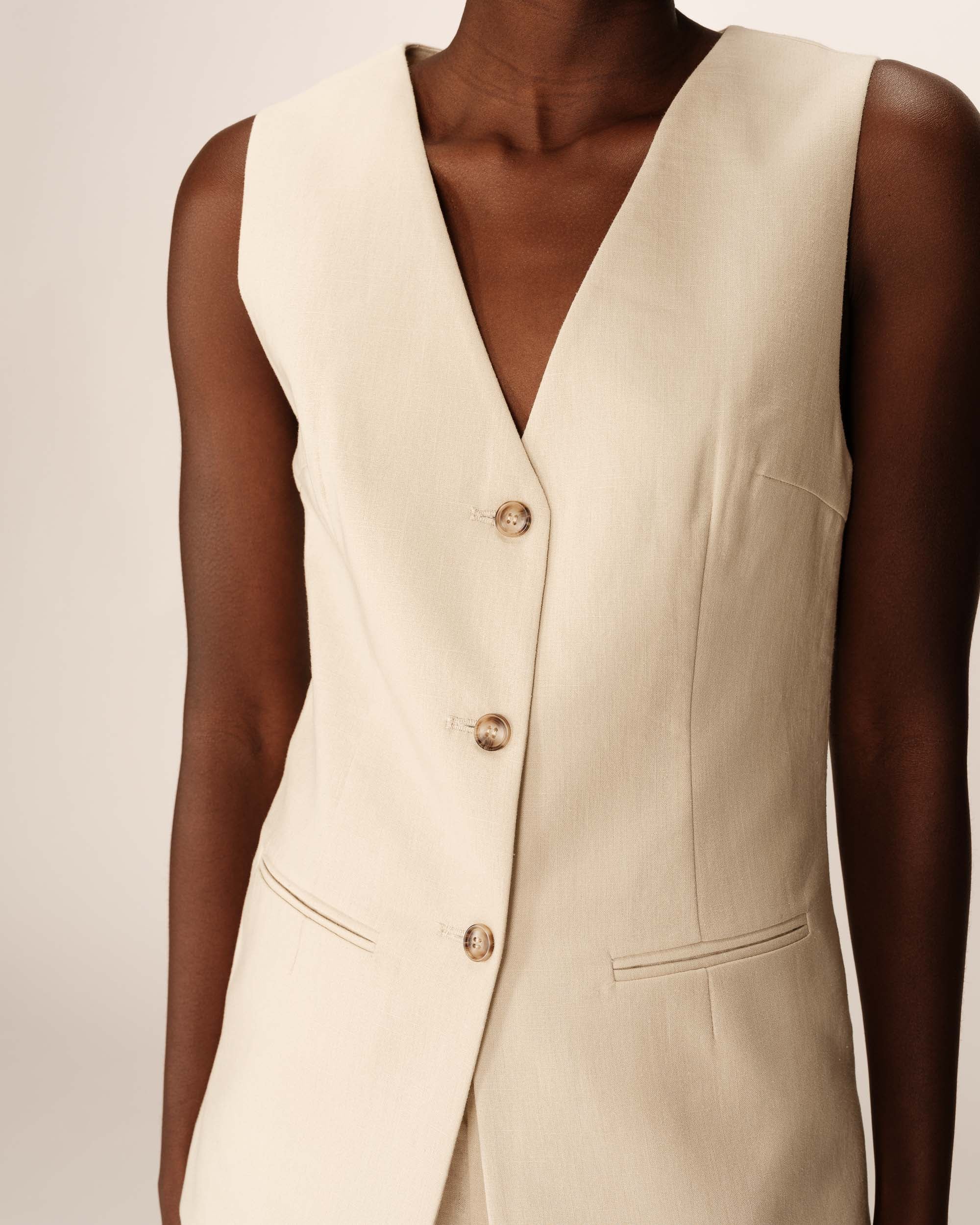 Sleeveless waistcoat beige Paz