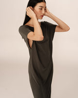 Robe mi-longue en modal kaki Peace
