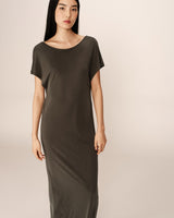 Robe mi-longue en modal kaki Peace