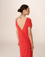 Robe mi-longue en modal rouge Peace