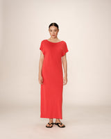 Robe mi-longue en modal rouge Peace