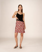 Floral midi skirt red Pearl_13130
