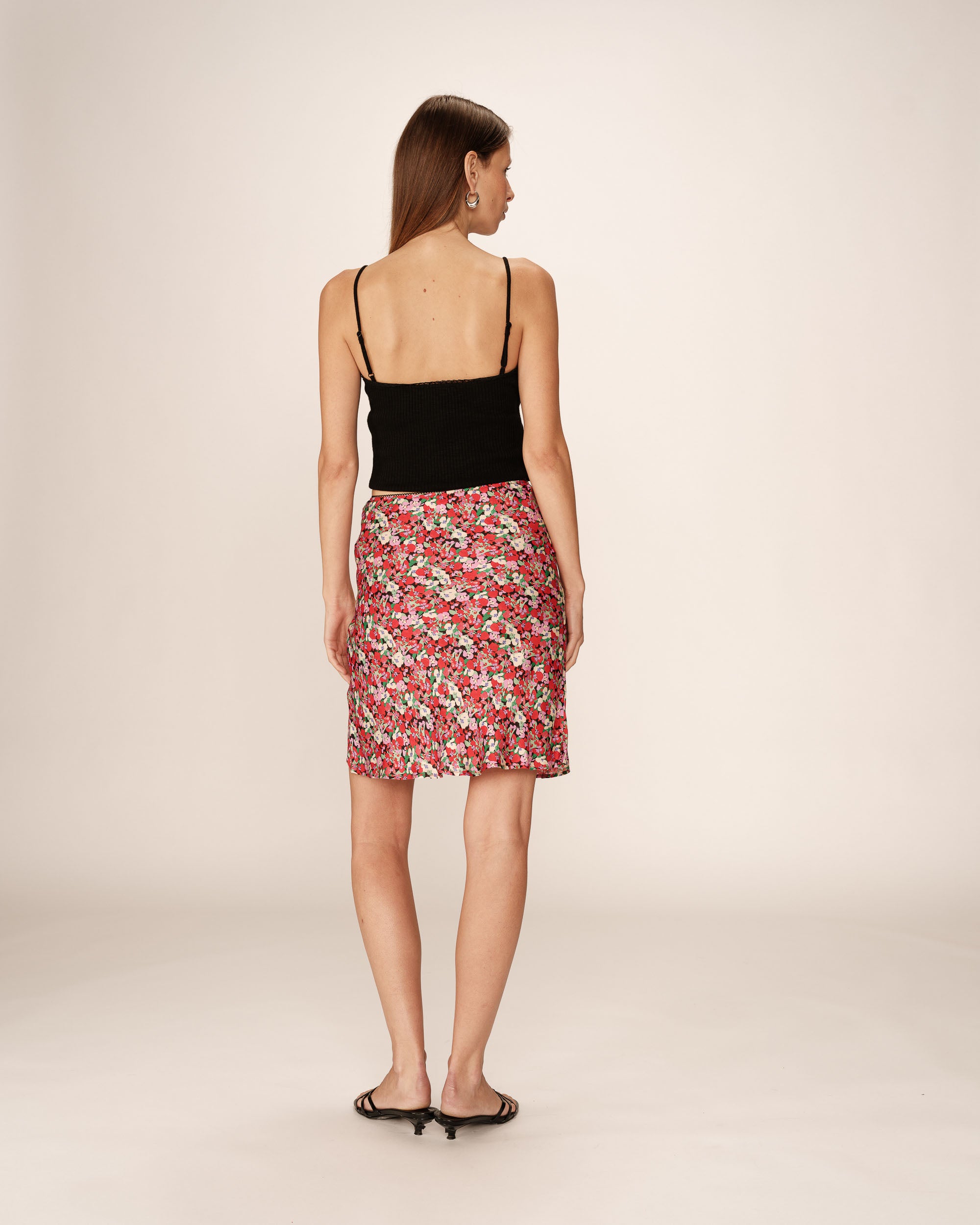 Floral midi skirt red Pearl_13130