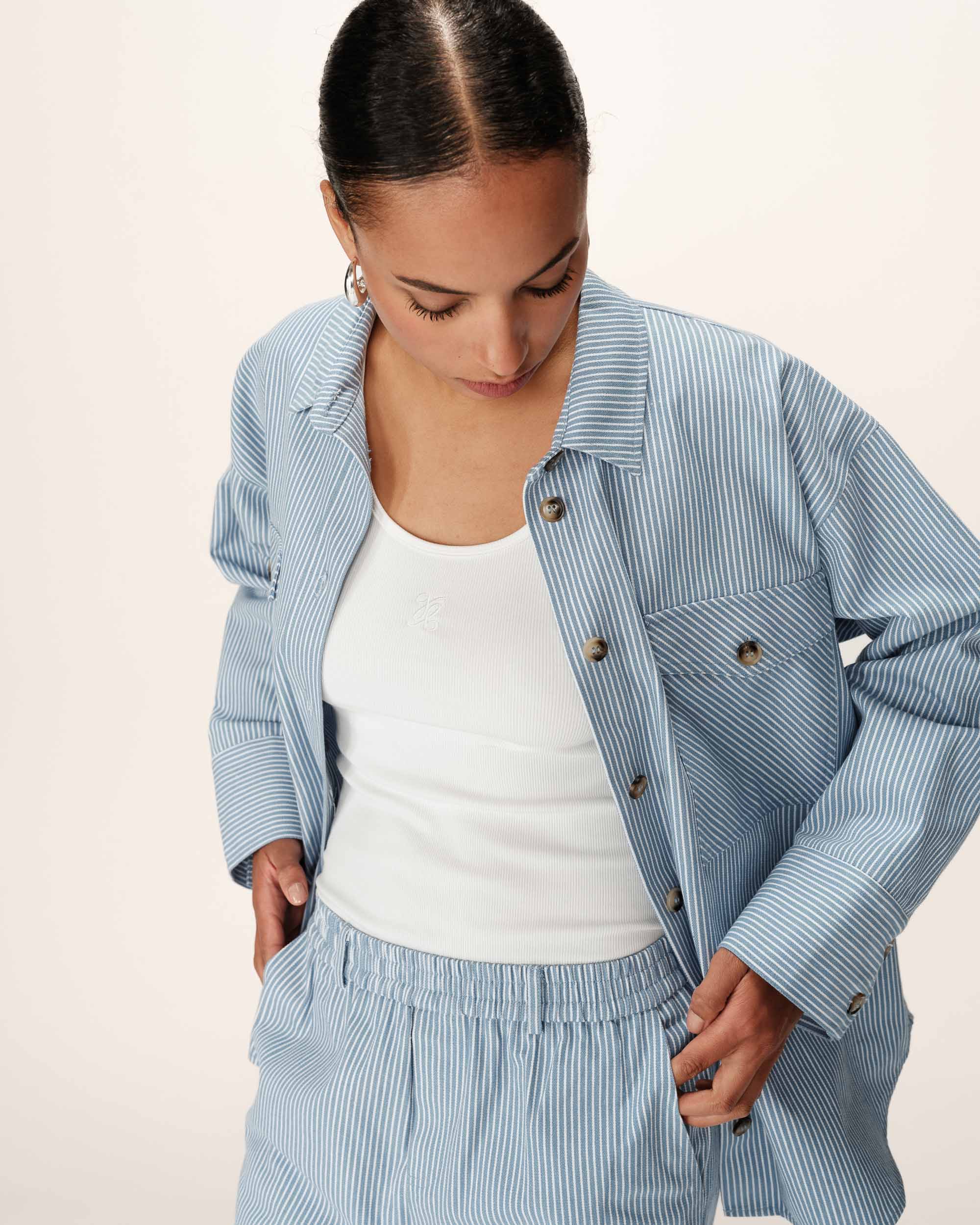 Striped shirt jacket blue Peggy_13019