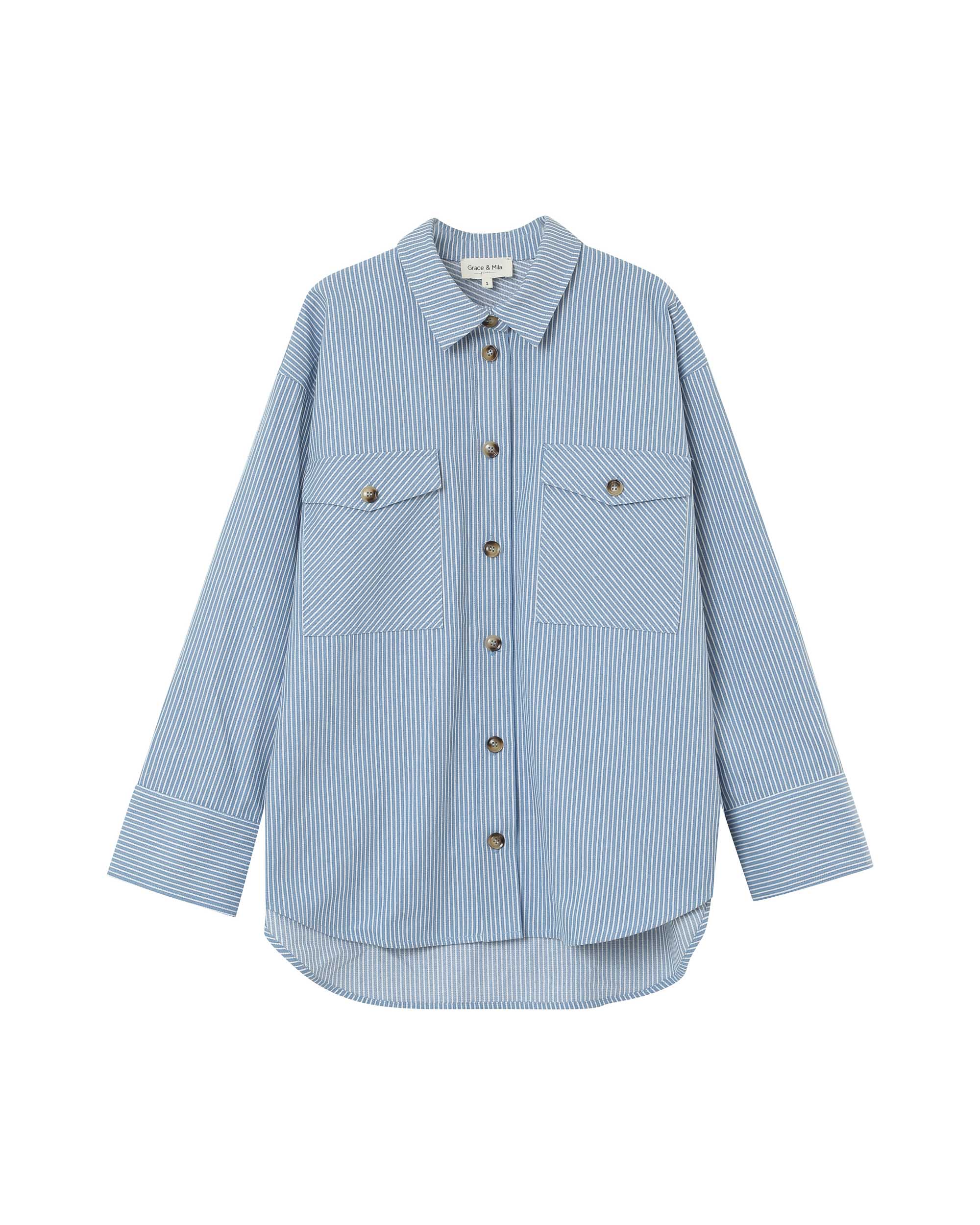 Striped shirt jacket blue Peggy_13019