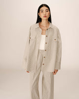 Striped shirt jacket ecru Peggy_13019