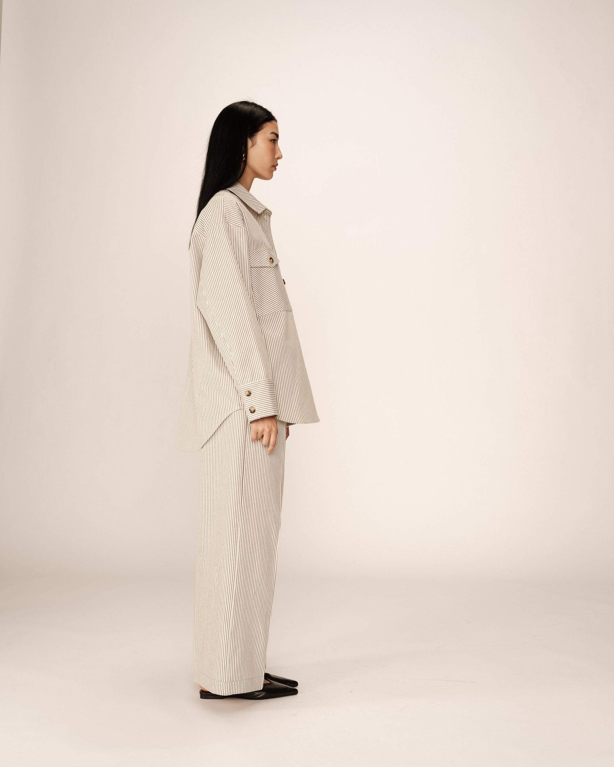 Striped shirt jacket ecru Peggy_13019