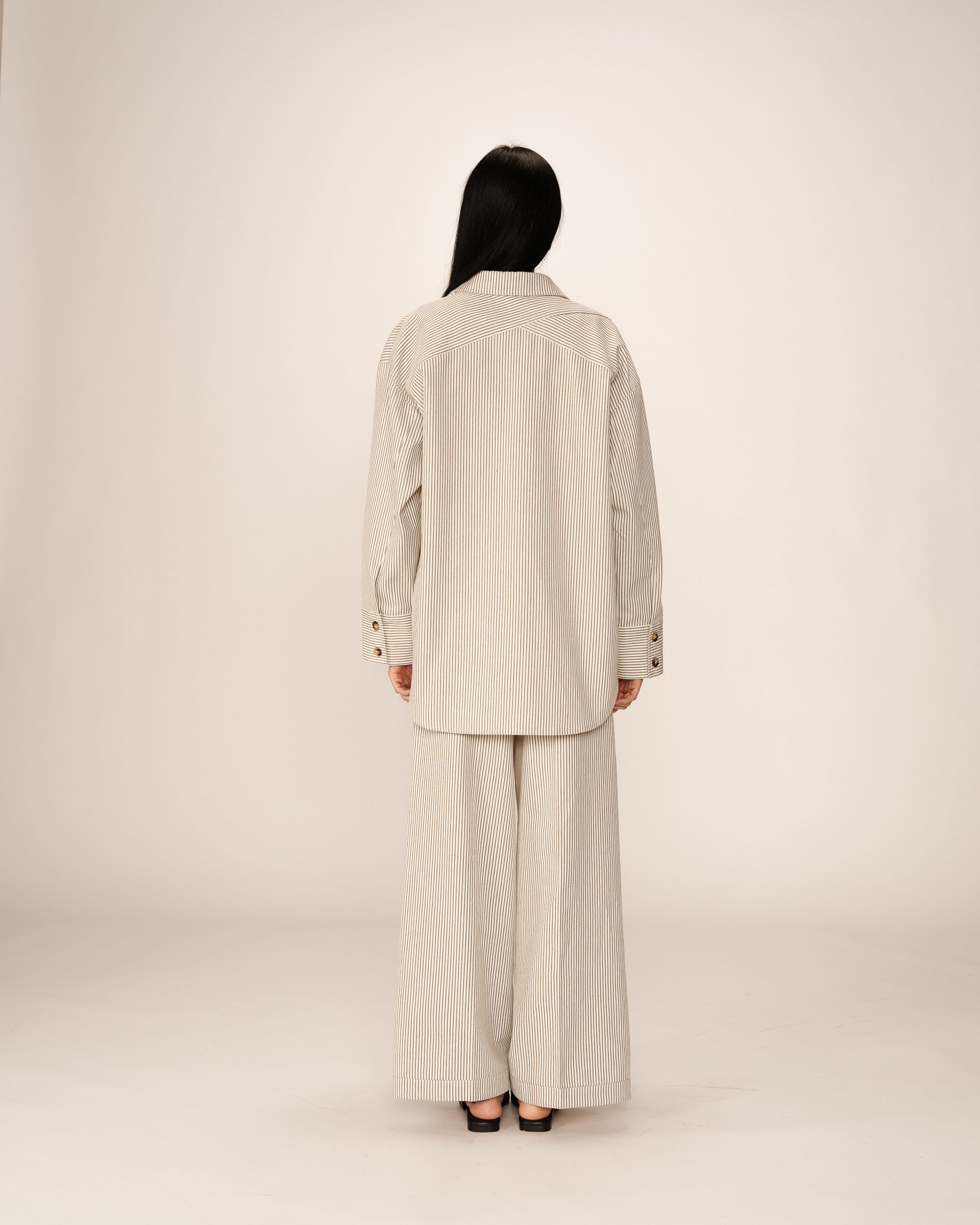 Striped shirt jacket ecru Peggy_13019