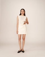 Jupe courte trapÃƒÂ¨ze ecru Pekin