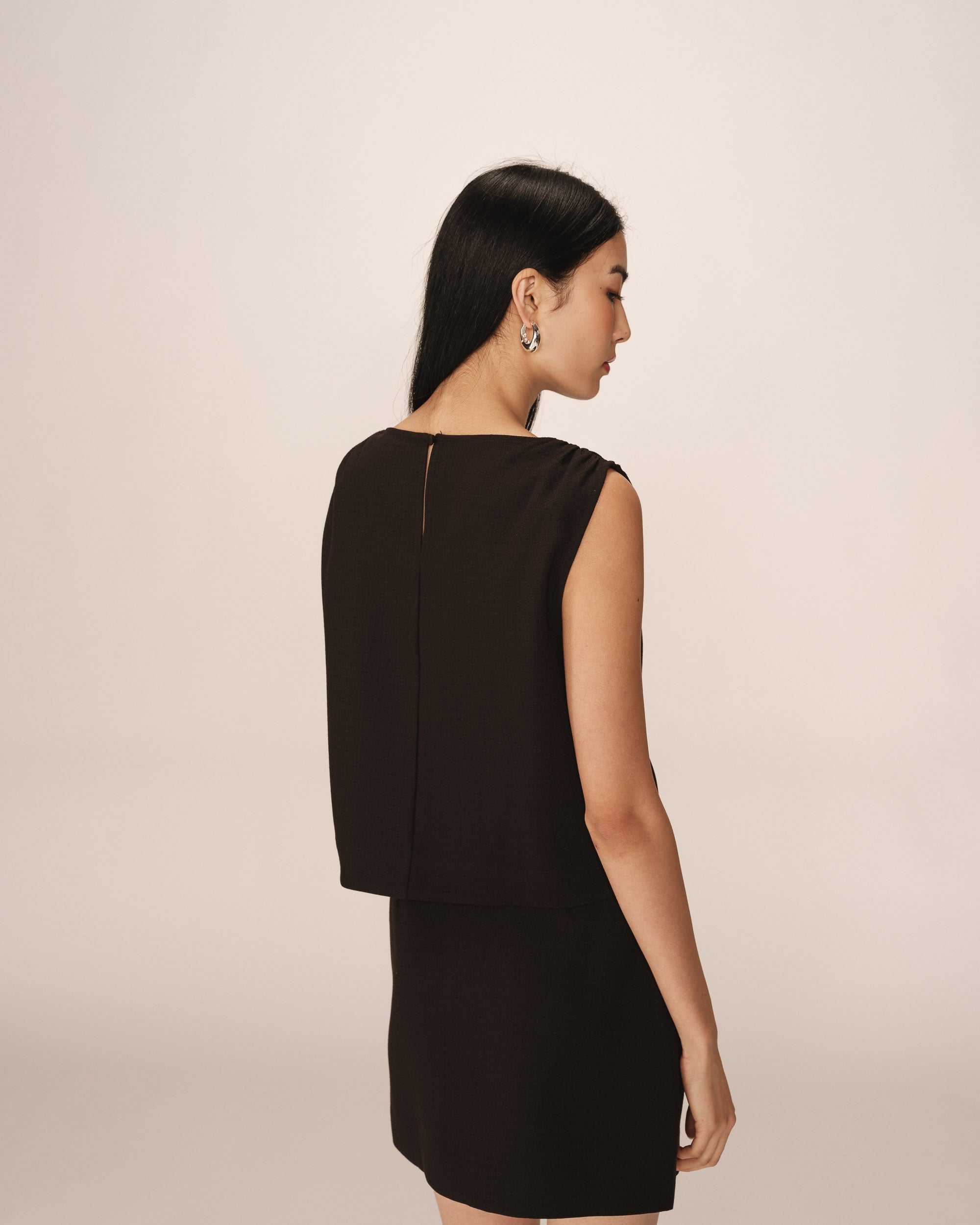 Jupe courte trapÃƒÂ¨ze noir Pekin