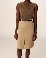 Jupe mi-longue crayon beige Pencil