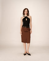 Jupe mi-longue crayon chocolat Pencil