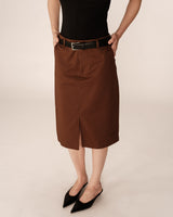 Jupe mi-longue crayon chocolat Pencil