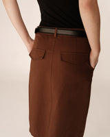 Jupe mi-longue crayon chocolat Pencil