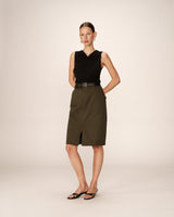 Jupe mi-longue crayon kaki Pencil