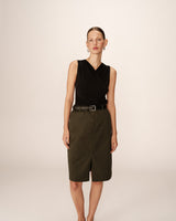 Jupe mi-longue crayon kaki Pencil