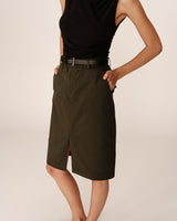 Jupe mi-longue crayon kaki Pencil