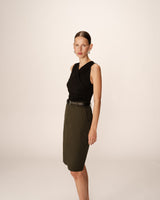 Jupe mi-longue crayon kaki Pencil