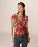 Floral wrap top red Penny_13160