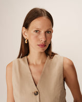 Buttoned straight waistcoat beige Penn