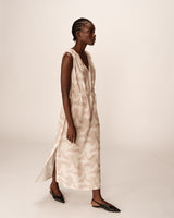 Robe longue imprimée beige Pensee