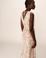 Robe longue imprimée beige Pensee