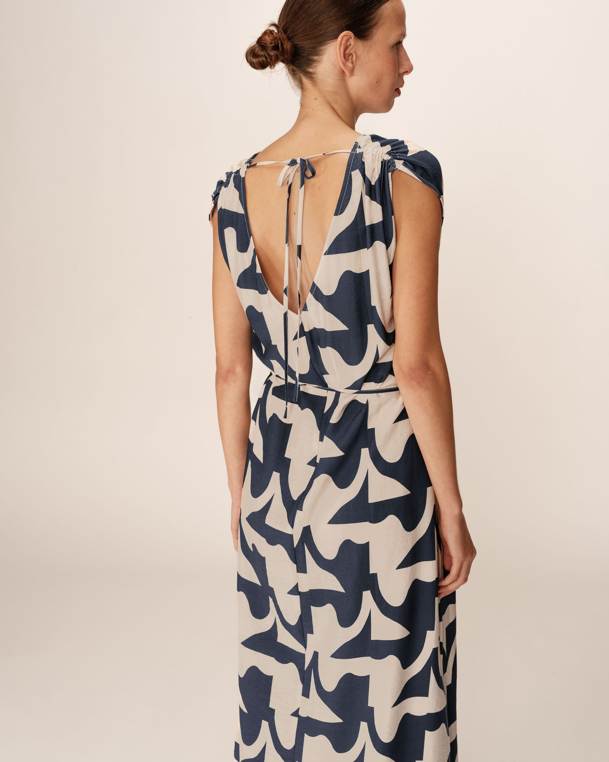 Robe longue imprimée marine Pensee