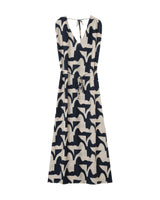 Robe longue imprimée marine Pensee