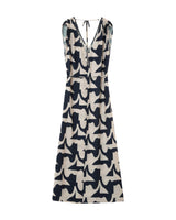 Robe longue imprimée marine Pensee