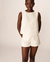 Top court large en coton ecru Pepino